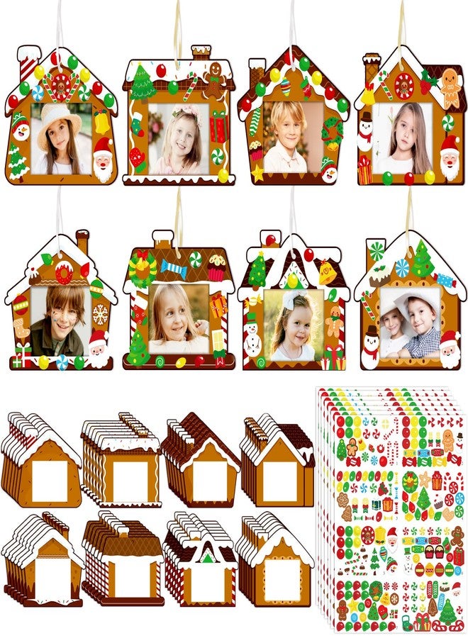 80UncleKimby 56Pcs Christmas Gingerbread House Picture Frame Crafts Kit - DIY Xmas Photo Ornaments Bulk Decorations for Winter Holiday Party Supplies Decor（Assembly Needed） - Image 1